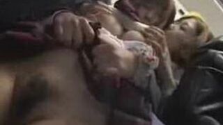 Japanese Lesbians Finger Each Other on Train