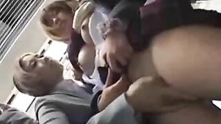 Japanese Lesbians Finger Each Other on Train