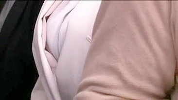 Busty Milf in White Groped and Pushed on Fuck in Japanese Bus