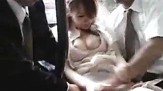 Mom Groped and Fucked by Strangers in Bus while Pushing Baby in Stroller