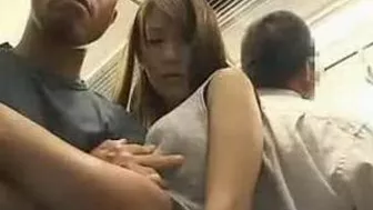 Busty Japanese Woman Molested on Subway