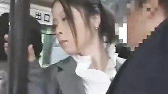 Japanese MILF Groped by Black Guy on Bus