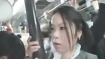 Japanese MILF Groped by Black Guy on Bus