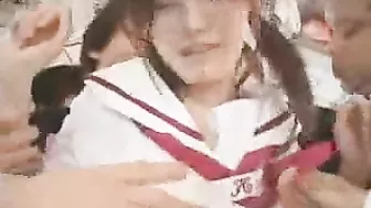 Japanese Teen Molested in Buss by Group of Maniacs