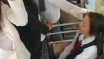 Mother and Daughter Groped and Fucked in Bus 1 - Japanese Porn Video
