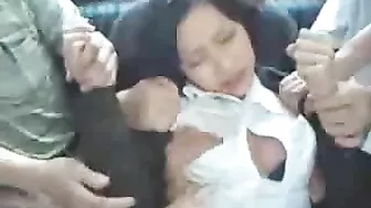 Grope on Japanese Business Woman in Bus