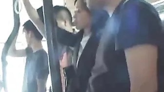 Grope on Japanese Business Woman in Bus