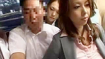 Japanese Business Women Utilize Male Passenger on Bus