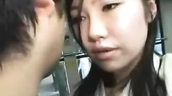 Japanese Schoolgirl Gives Handjob on Bus