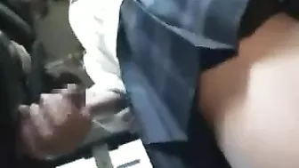 Japanese Schoolgirl Gives Handjob on Bus