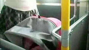 Japanese MILF in bus fucked by stranger while pushing baby cart