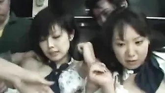 Japanese Schoolgirls Groped and Anal Violated in Bus