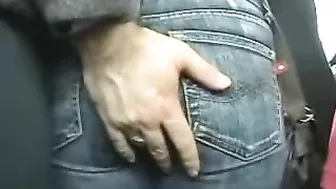 Grope In Bus - Brunette Sleeping While Being Groped on Public Transportation