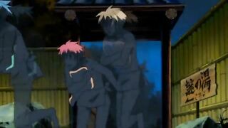 Hentai Couple Takes a Hot Bath in a Pool