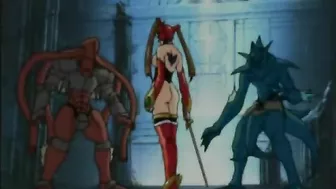 Big Busted Hentai Babe Surrounded By Huge Cocks