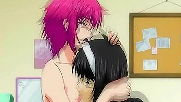 Futanari Fucks Girl on Bed in Hentai Cartoon Anime