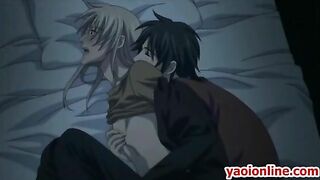 Hentai Couple's Steamy Foreplay in Bed