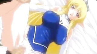 Busty hentai elf girl enjoys a wild ride on a massive cock in this hardcore cartoon scene.