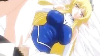 Busty hentai elf girl enjoys a wild ride on a massive cock in this hardcore cartoon scene.