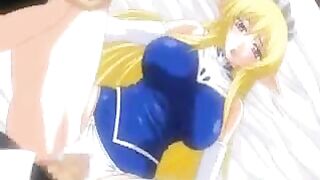 Busty hentai elf girl enjoys a wild ride on a massive cock in this hardcore cartoon scene.