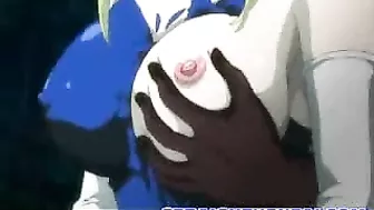 Anime Blowjob and Cum Scene with Bondage and Gangbang by Perverts