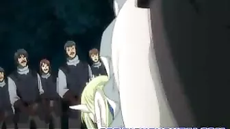 Anime Blowjob and Cum Scene with Bondage and Gangbang by Perverts