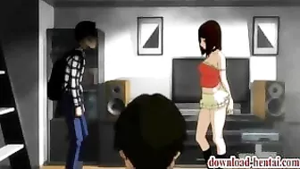 Hentai Cutie Gives Blowjob to Long Hard D