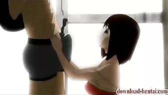 Hentai Cutie Gives Blowjob to Long Hard D