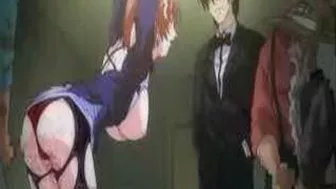 Tied up babe gets gangbanged by multiple partners in steamy hentai scene.