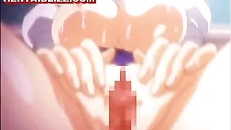 Bondage hentai muzzle gets fingered, bondage, hentide, muzzle, anime, roped, tied