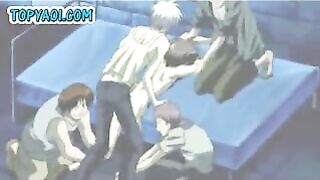 Gay Hentai Gangbang Party in Prison - 7 Boys, 1 Cell