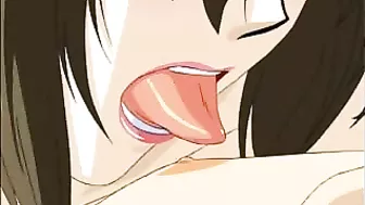 Busty hentai maid gets facial after hot sucking cock