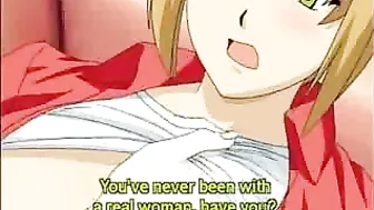 Busty hentai maid gets facial after hot sucking cock