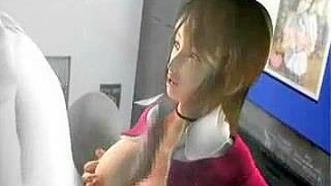 Anime Hottie Gets Double-Dildo Fucking and Blowjob