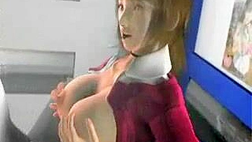 Anime Hottie Gets Double-Dildo Fucking and Blowjob