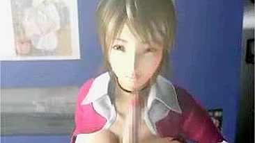 Anime Hottie Gets Double-Dildo Fucking and Blowjob