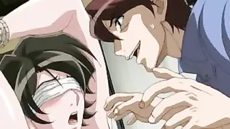 Anime Tied Eyes Brunette Gets Gangbanged