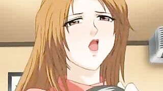 Busty Anime Cutie Pleasuring a Cock