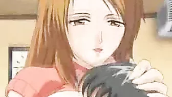 Busty Anime Cutie Pleasuring a Cock