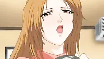 Busty Anime Cutie Pleasuring a Cock