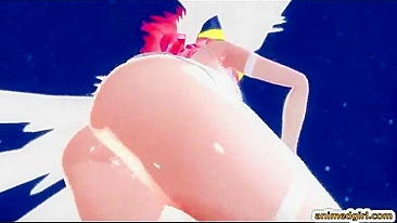 Redhead Shemale Dancing with Huge Cock in 3D Porn