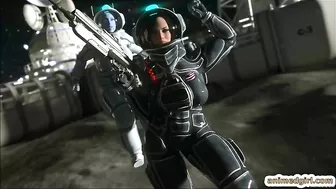 Shemale Big Boobs Hard Fucked in Blue 3D Animation