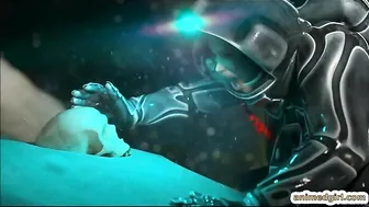 Shemale Big Boobs Hard Fucked in Blue 3D Animation