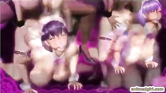 Shemale Maids with Big Boobs in 3D Anime Group Sex