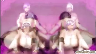 Shemale Maids with Big Boobs in 3D Anime Group Sex