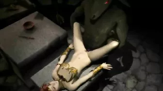 Monster Doing Doggy Style With Redhead Anime Girl in 3D