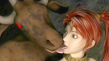 Monster Doing Doggy Style With Redhead Anime Girl in 3D