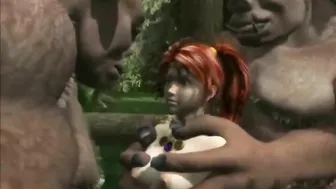 Redhead 3D Anime Cutie Gangbanged by Monsters in the Forest