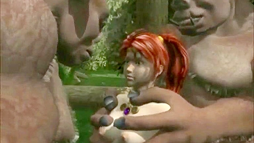 Redhead 3D Anime Cutie Gangbanged by Monsters in the Forest