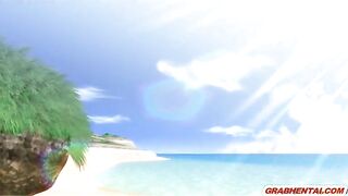 Swimsuit 3D anime hot fucking in the beach